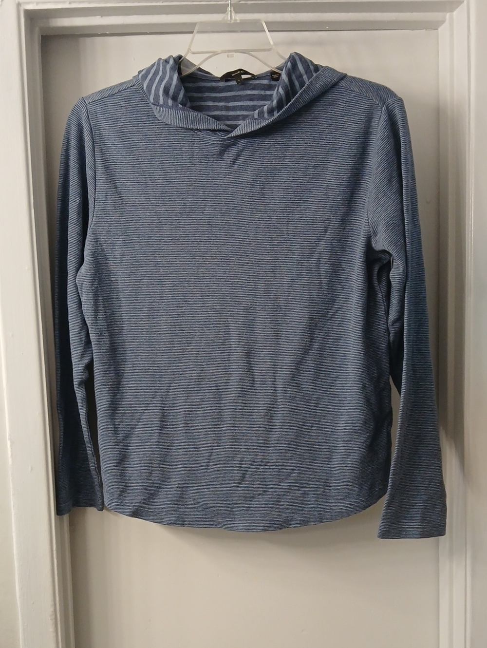 Vince Blue Striped Hooded Knit Top